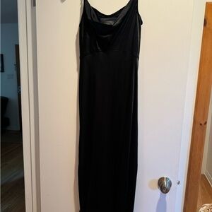 Anthropologie long black satin dress new